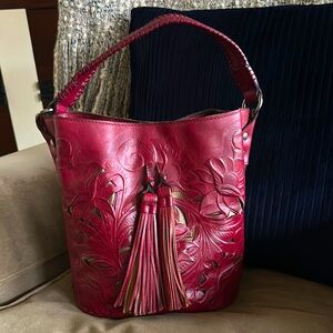 Patricia Nash Embossed Red Leather Handbag